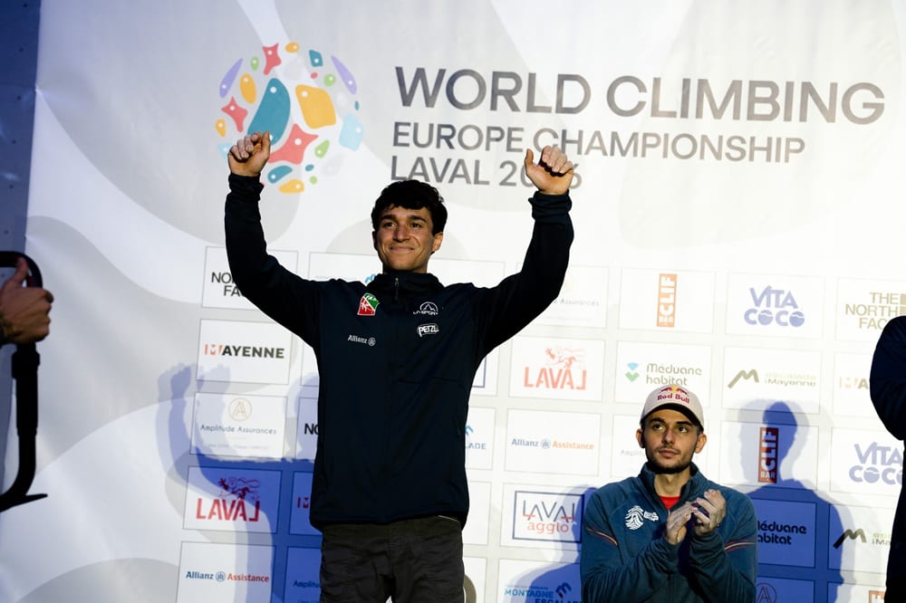 Giovanni Placci on the podium at the European Championship in Laval