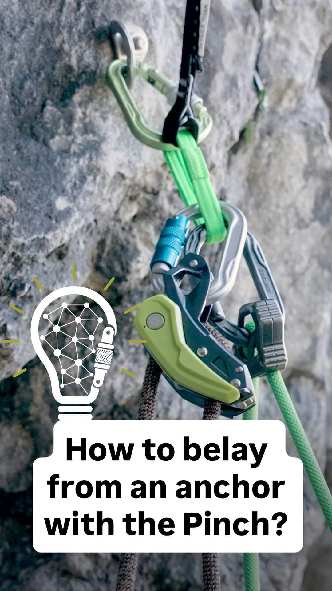 Edelrid demonstrating how to belay a second from the anchor on a multipitch