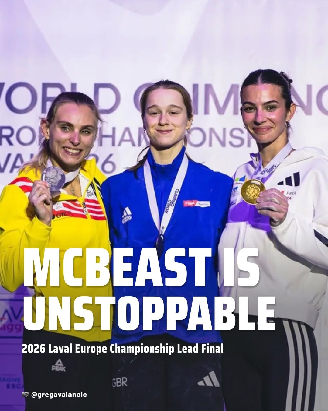 Erin McNeice tops the women's lead final at the European Championship in Laval