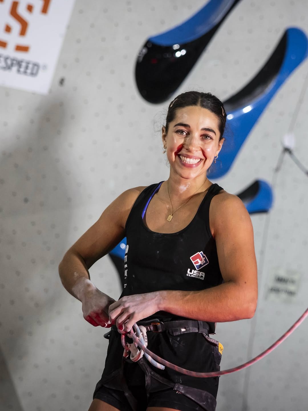Brooke Raboutou competing in a women's lead event