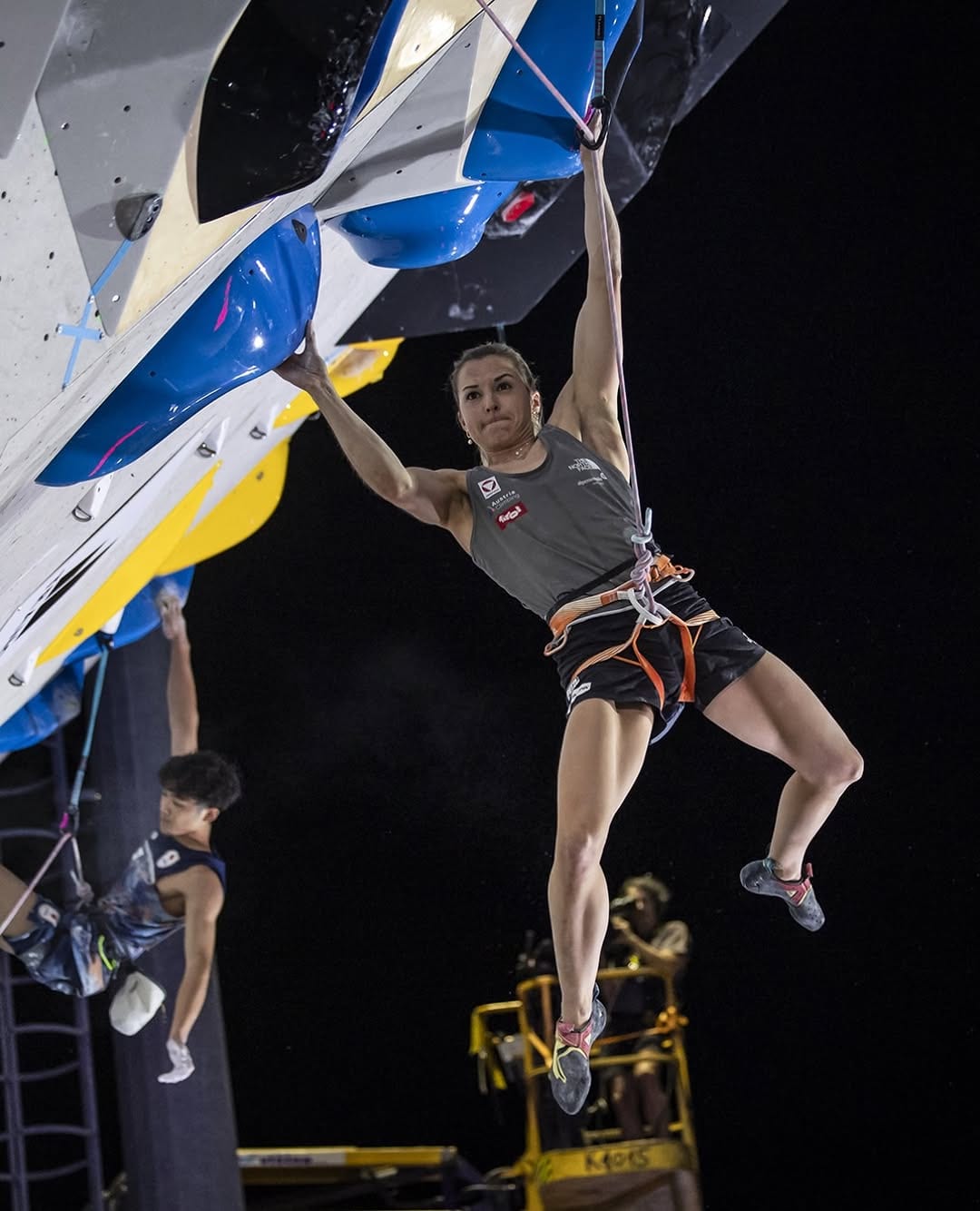 Jessica Pilz competing at the World Climbing Series in Koper