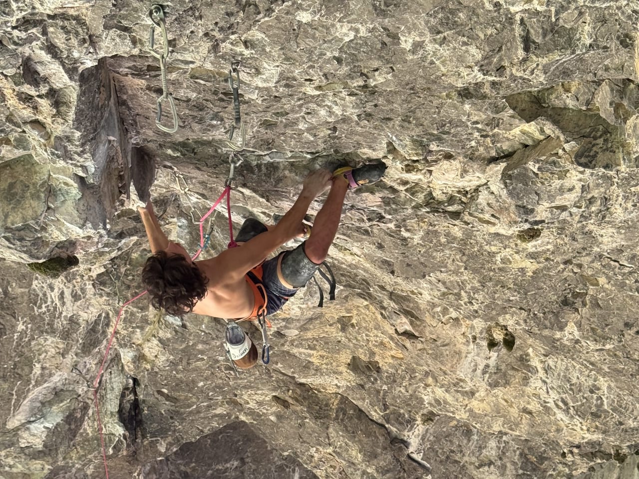 Climbing in the Big Cave at Osp in Slovenia