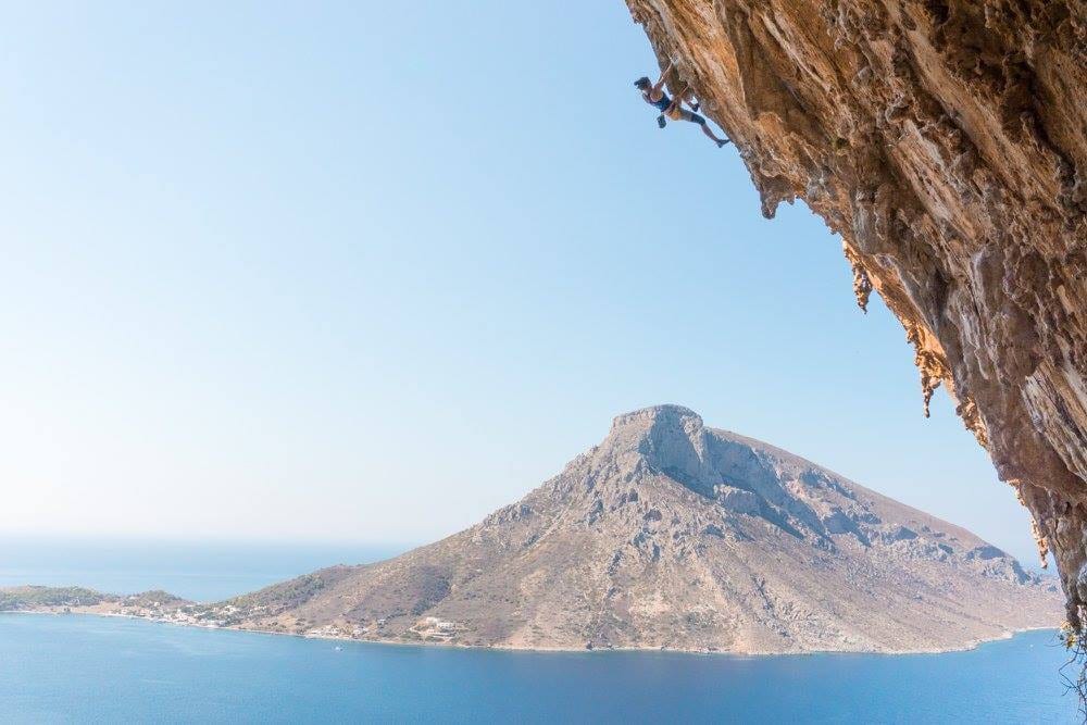 Limestone crag above the sea on Kalymnos