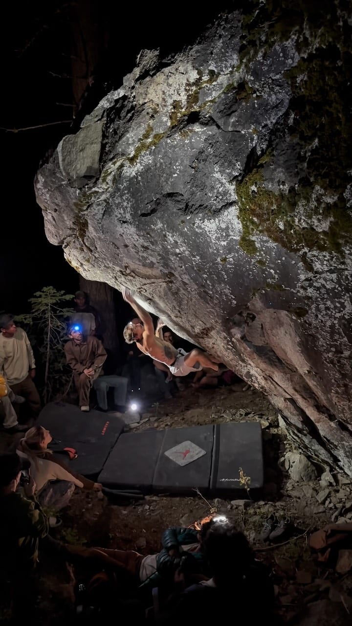 Daniel Woods bouldering on granite in Zimbabwe