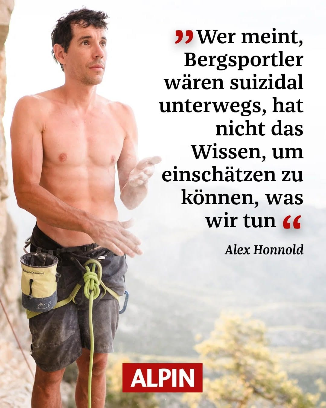 Alex Honnold climbing on a steep rock face