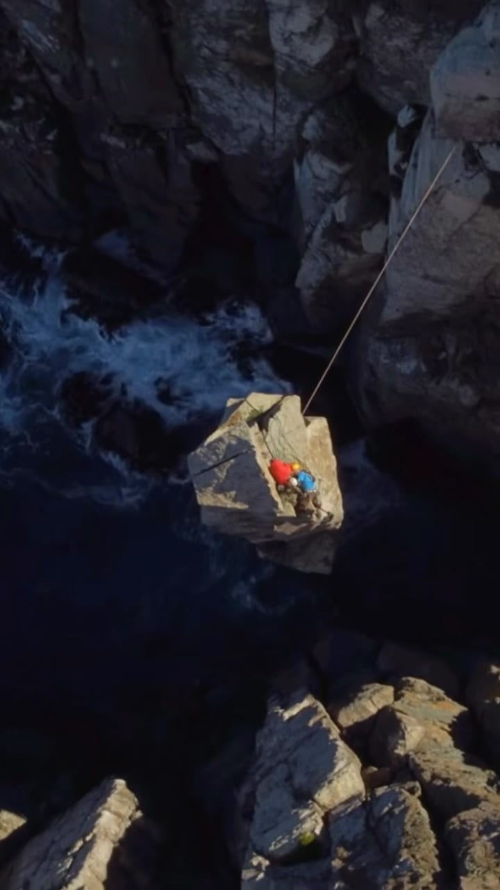 The narrow Totem Pole sea stack off the coast of Tasmania