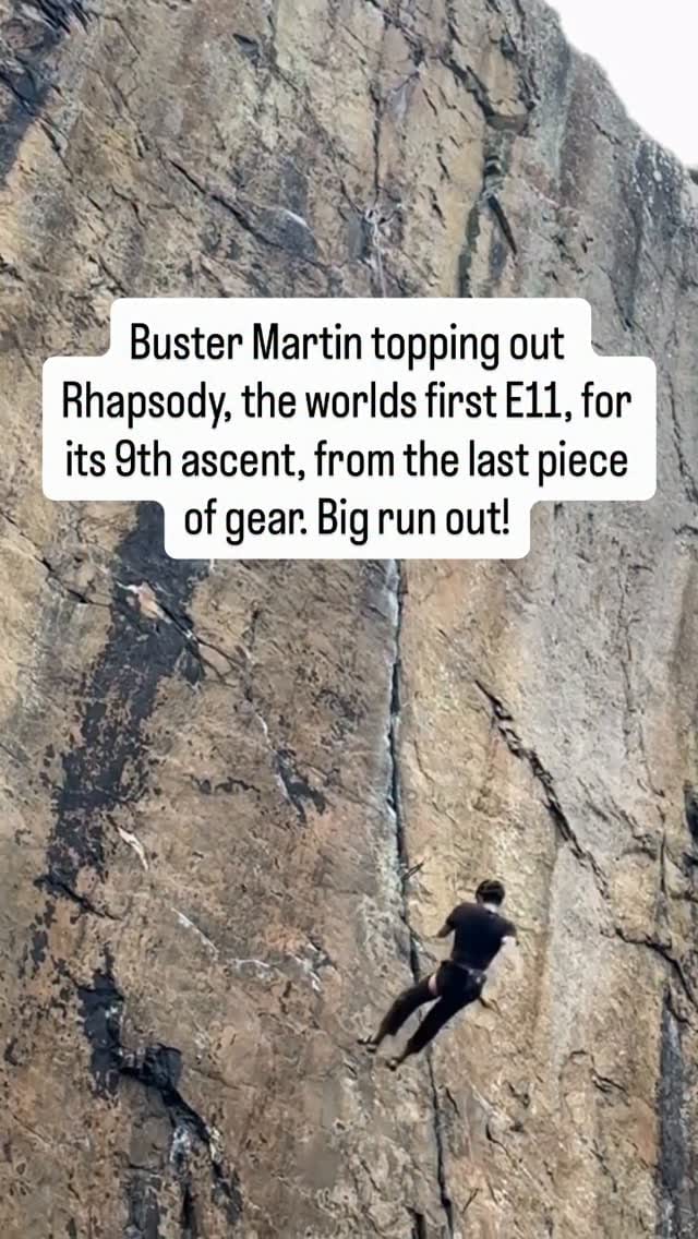 Buster Martin in mid-air on Rhapsody, with a caption about his ascent