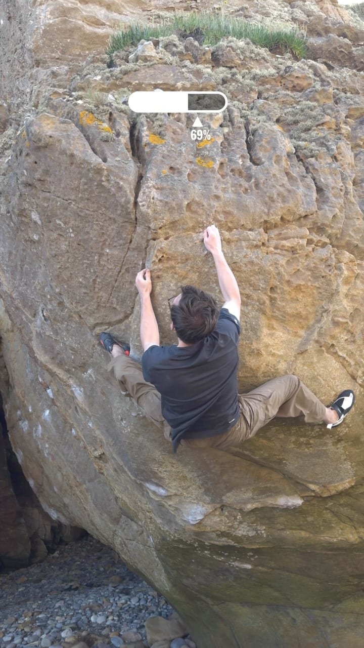 Will Bosi climbing his new boulder Beef Jerky