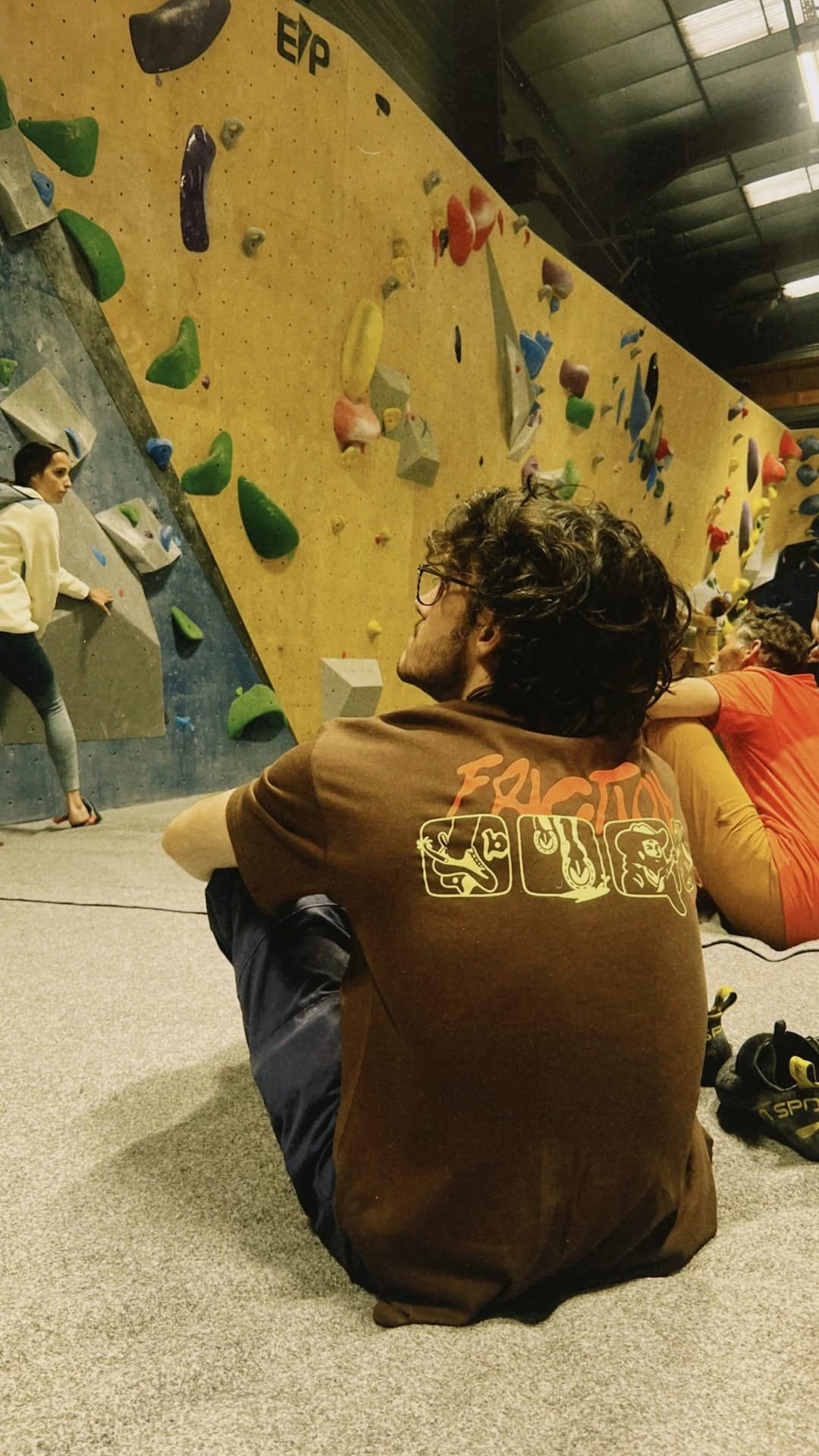 Climbers trying on shoes at the FRICTION shoe test in Crolles